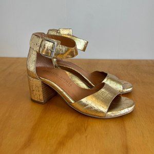 Gentle Souls by Kenneth Cole Sandal Christa Metallic Gold Heel Women's Size 5.5